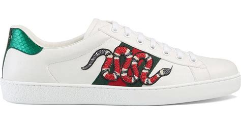 white gucci snake shoes|Gucci ace embroidered snake.